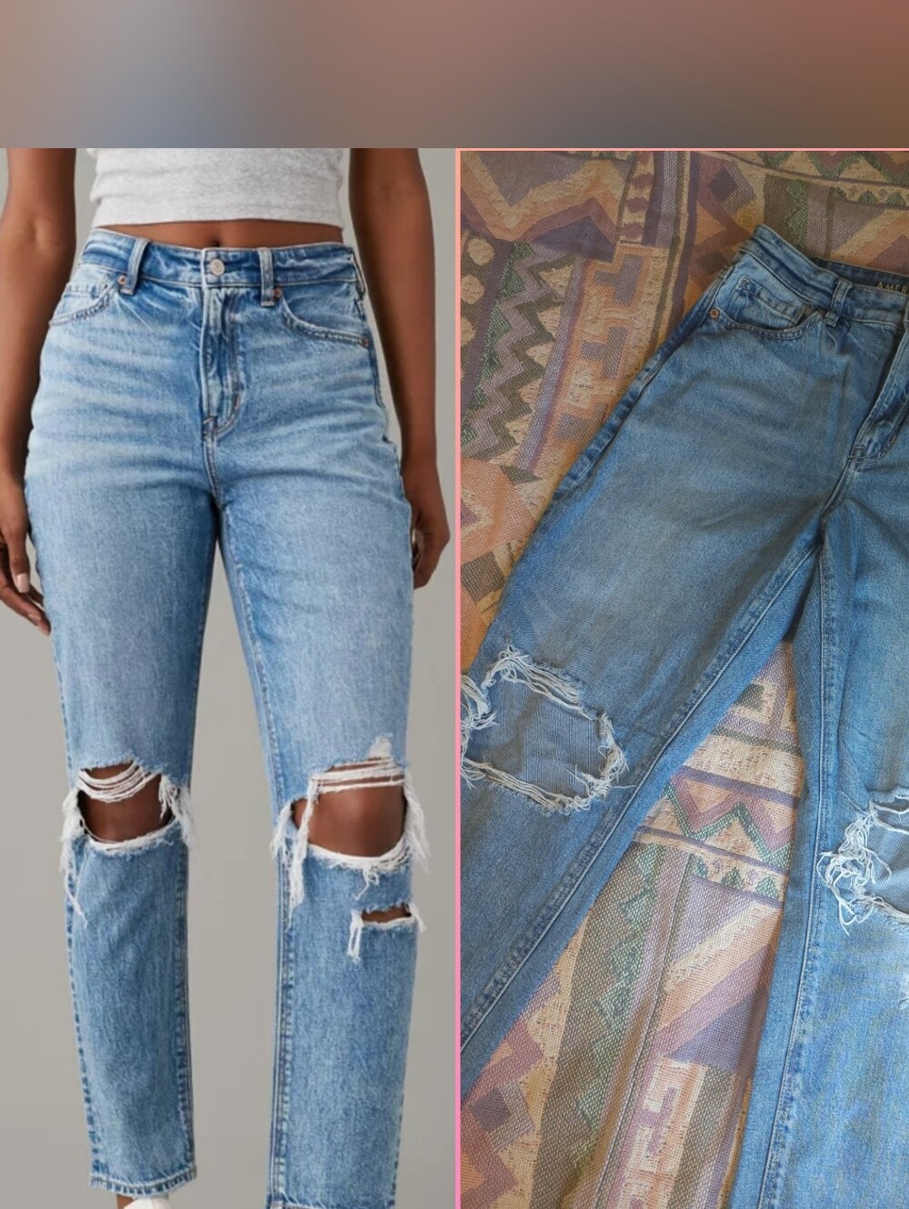 American Eagle Distressed Mom Jeans Size 8 Short